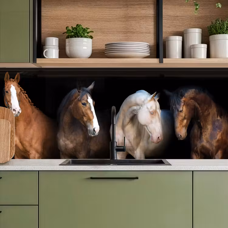 Paard - Dieren - Zwart keuken achterwand 2 middel -sfeer3