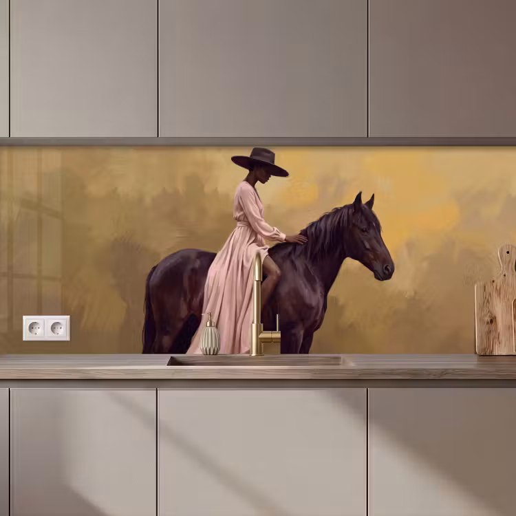 Paard - Klassiek - Oker keuken achterwand 2 middel zz_3dshopping