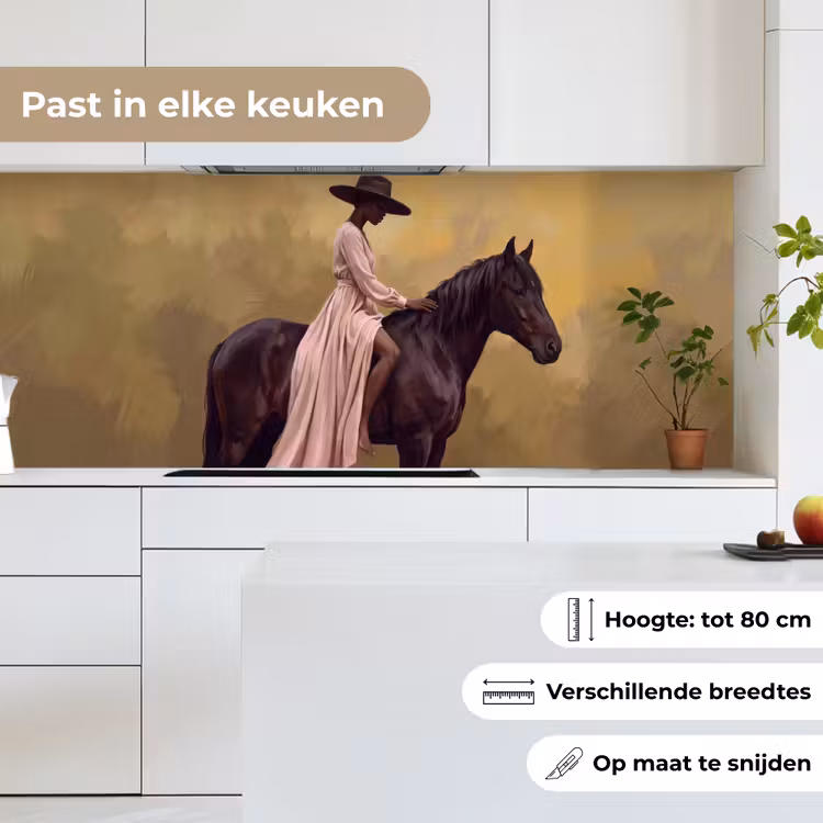Paard - Klassiek - Oker keuken achterwand 2 middel -sfeer4_NL