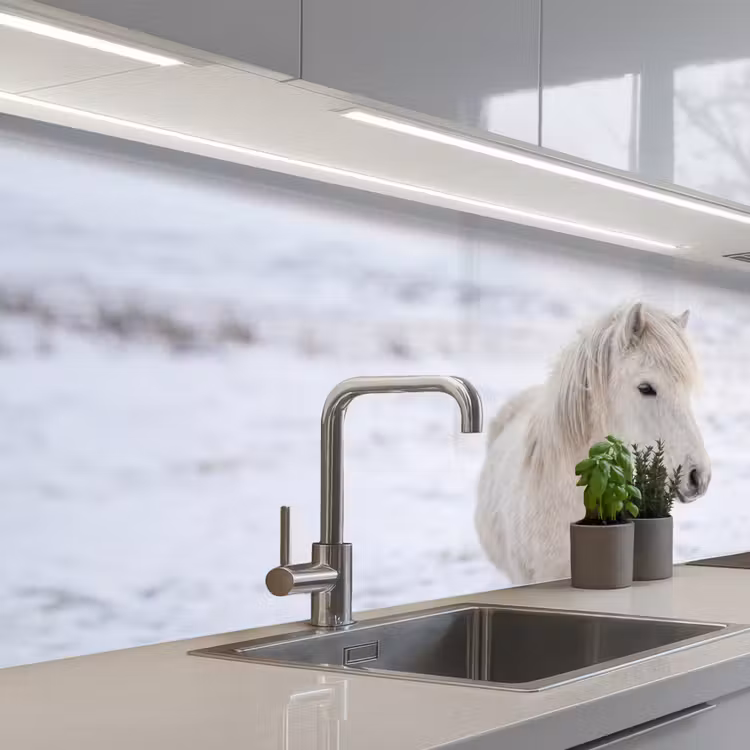 Paard - Kop - Winter - Dieren - Wit keuken achterwand 2 middel -3d_schuin