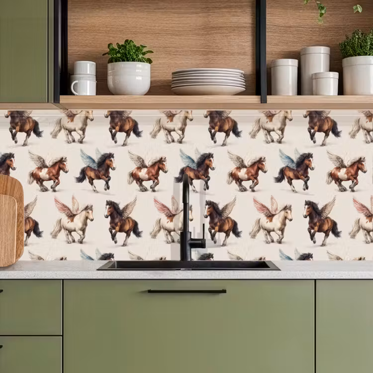 Paarden - Vleugels - Kleurrijk keuken achterwand 2 middel 871 -sfeer3