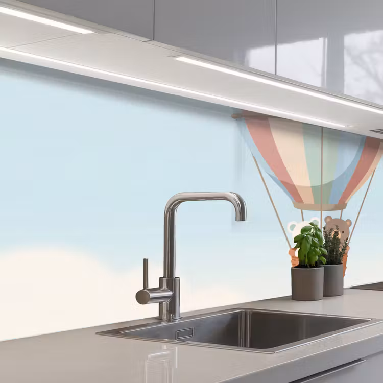 Luchtballon - Beren - Pastel keuken achterwand 2 middel -3d_schuin