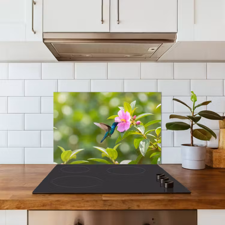 Kolibrie - Bloem - Natuur - Groen keuken achterwand 2 middel -sfeer1