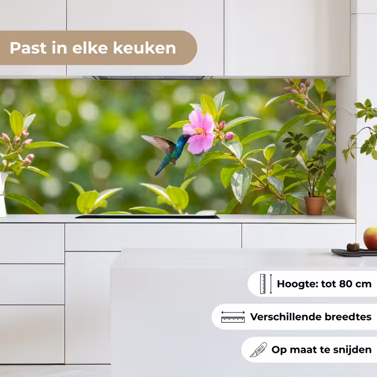 Kolibrie - Bloem - Natuur - Groen keuken achterwand 2 middel -sfeer4_NL