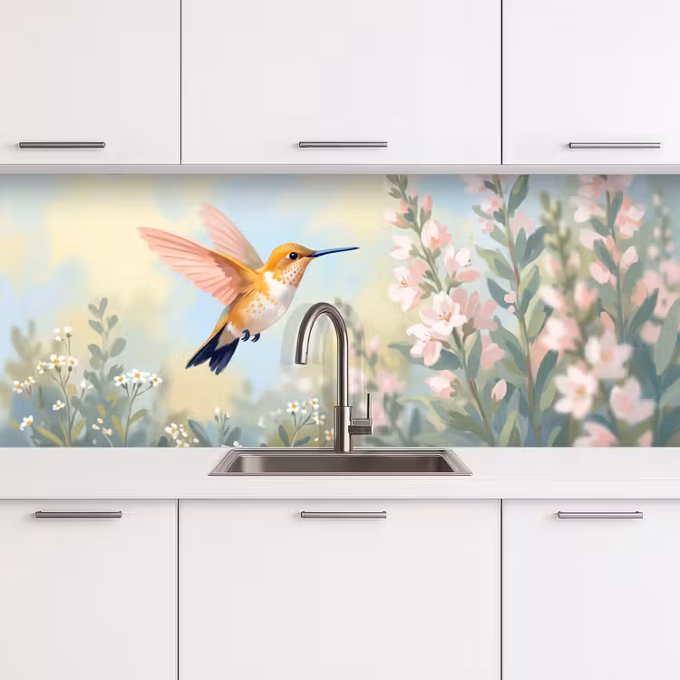 Kolibrie - Illustratie - Kleurrijk keuken achterwand 2 middel -3d
