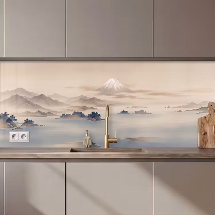 Japans - Landschap - Beige keuken achterwand 2 middel zz_3dshopping