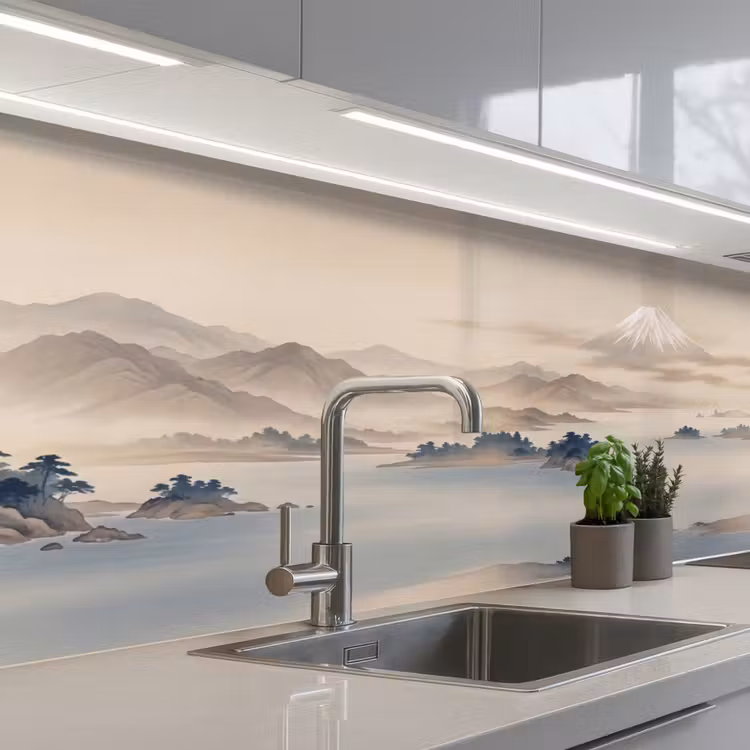 Japans - Landschap - Beige keuken achterwand 2 middel -3d_schuin