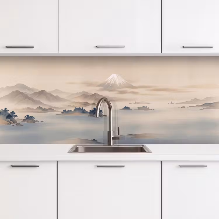 Japans - Landschap - Beige keuken achterwand 2 middel -3d