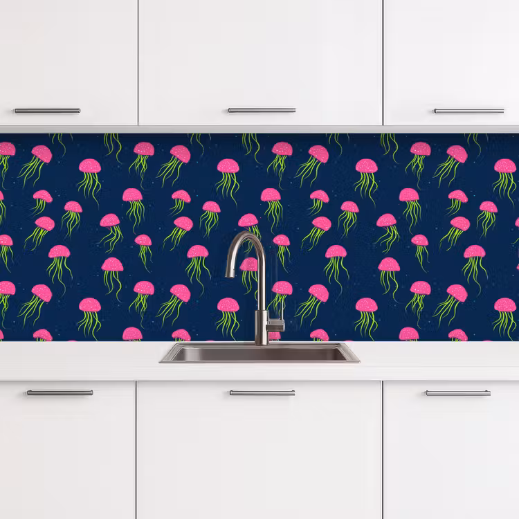 Kwallen - Diepzee - Neon keuken achterwand 2 middel 871 -3d