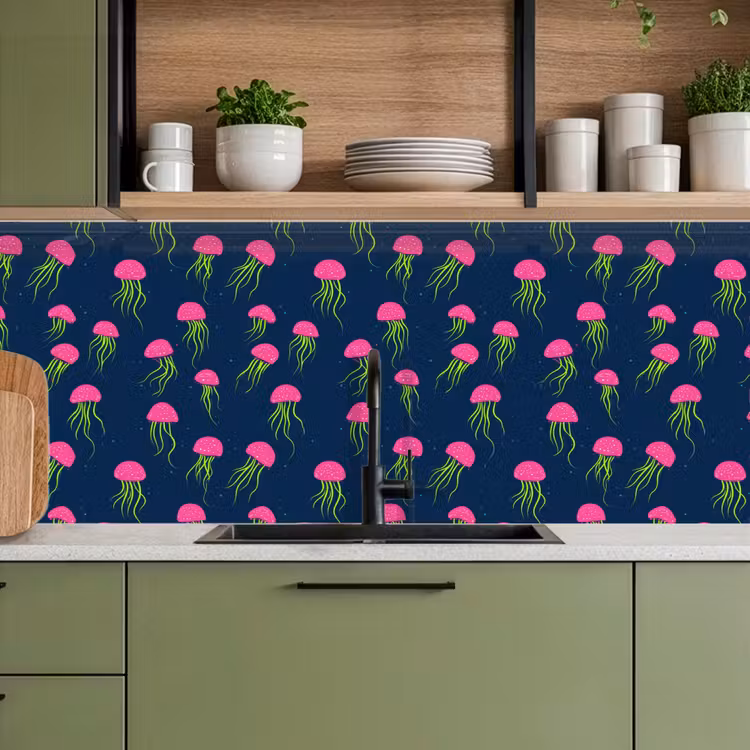 Kwallen - Diepzee - Neon keuken achterwand 2 middel 871 -sfeer3
