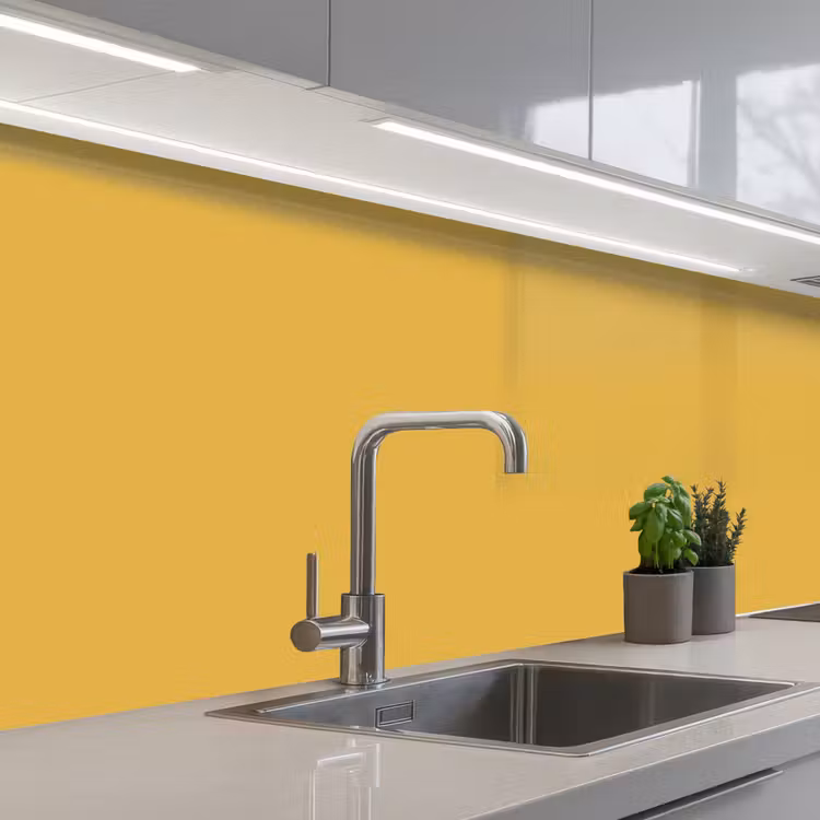 Joyful - Mustard - Geel keuken achterwand 2 middel 871 -3d_schuin