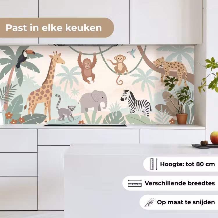 Jungle - Dieren - Groen keuken achterwand 2 middel -sfeer4_NL