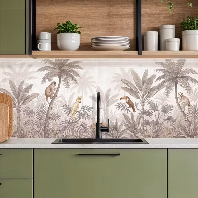 Jungle - Dieren - Palmbomen keuken achterwand 2 middel -sfeer3