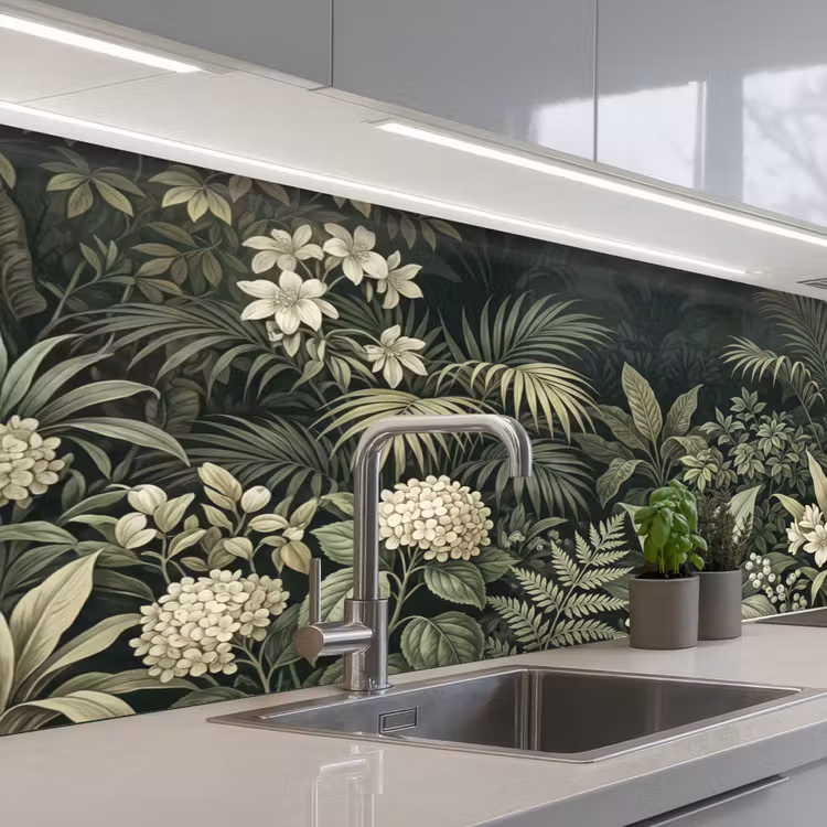 Jungle - Bladeren - Botanisch - Groen keuken achterwand 2 middel -3d_schuin