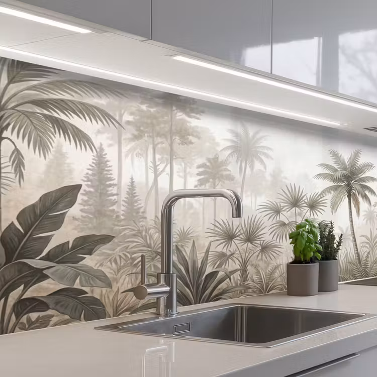 Jungle - Palmbomen - Natuur keuken achterwand 2 middel -3d_schuin