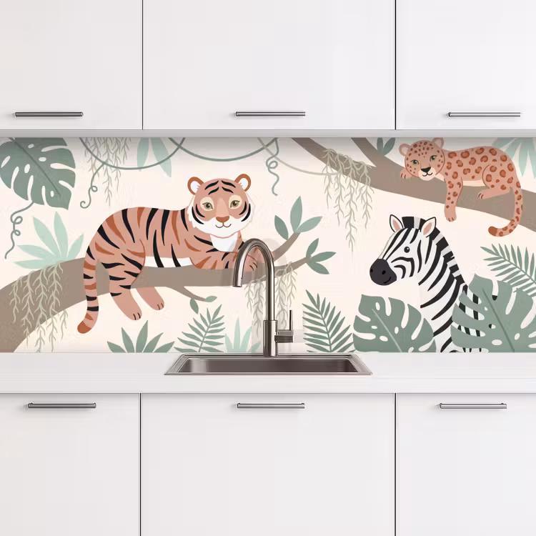 Jungle - Rustiek - Pastel keuken achterwand 2 middel -3d