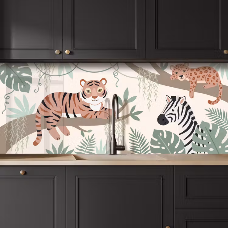 Jungle - Rustiek - Pastel keuken achterwand 2 middel -sfeer1
