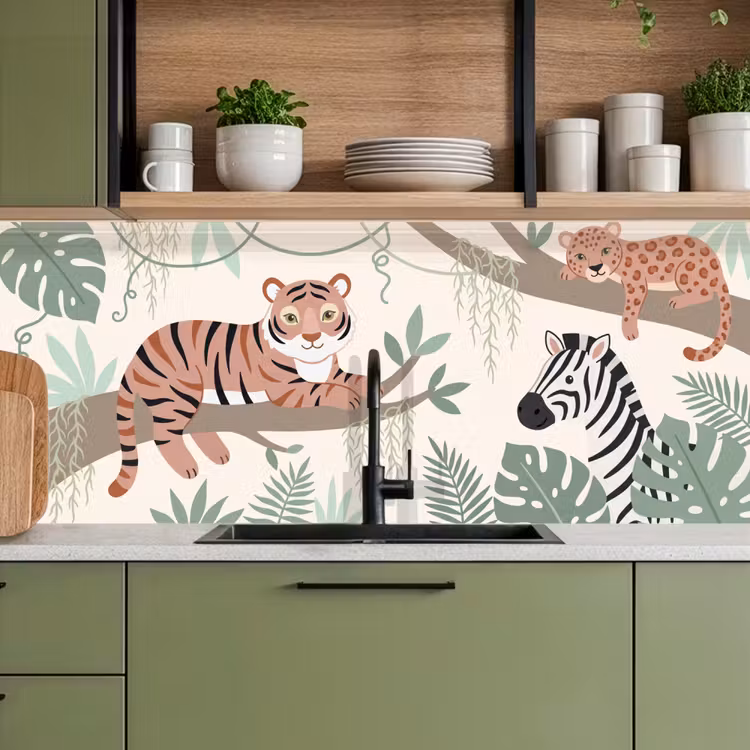 Jungle - Rustiek - Pastel keuken achterwand 2 middel -sfeer3