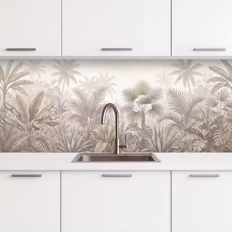 Jungle - Tropisch - Natuur -Vintage - Beige keuken achterwand 2 middel -3d