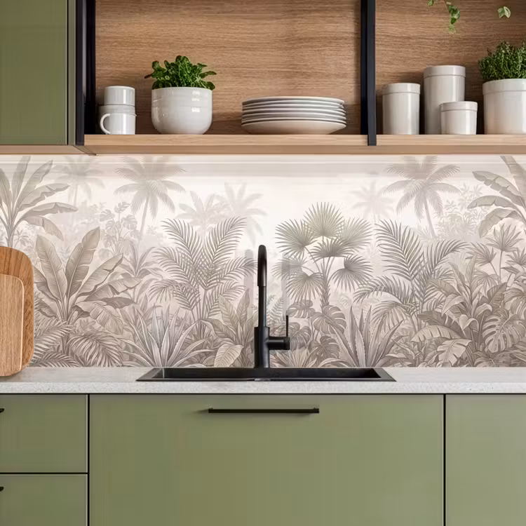 Jungle - Tropisch - Natuur -Vintage - Beige keuken achterwand 2 middel -sfeer3