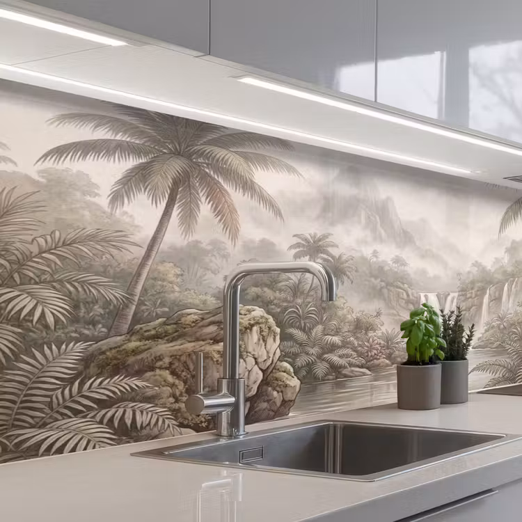 Jungle - Watervallen - Tropisch - Illustratie keuken achterwand 2 middel -3d_schuin