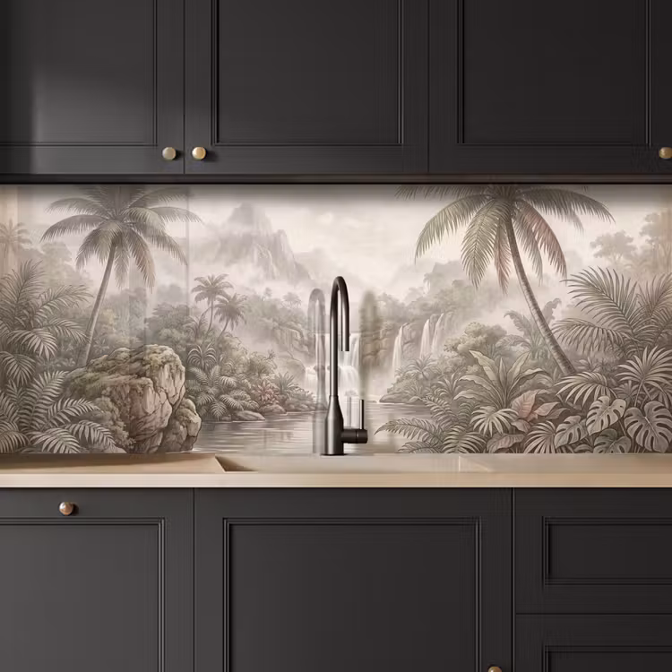 Jungle - Watervallen - Tropisch - Illustratie keuken achterwand 2 middel -sfeer1