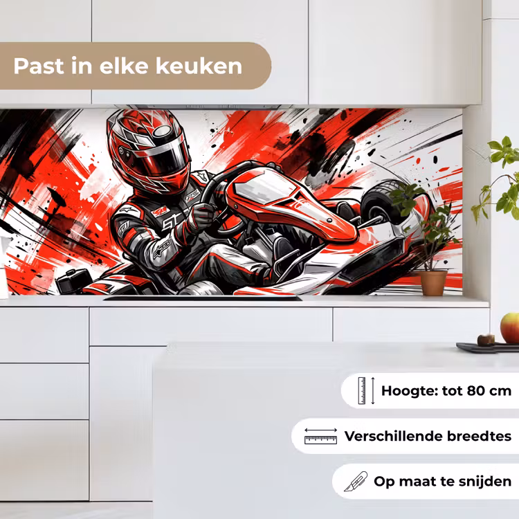 Kart - Coureur - Snelheid - Rood keuken achterwand 2 middel -sfeer4_NL