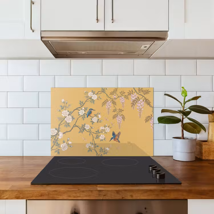 IJsvogels - Bloesem - Geel keuken achterwand 2 middel -sfeer1