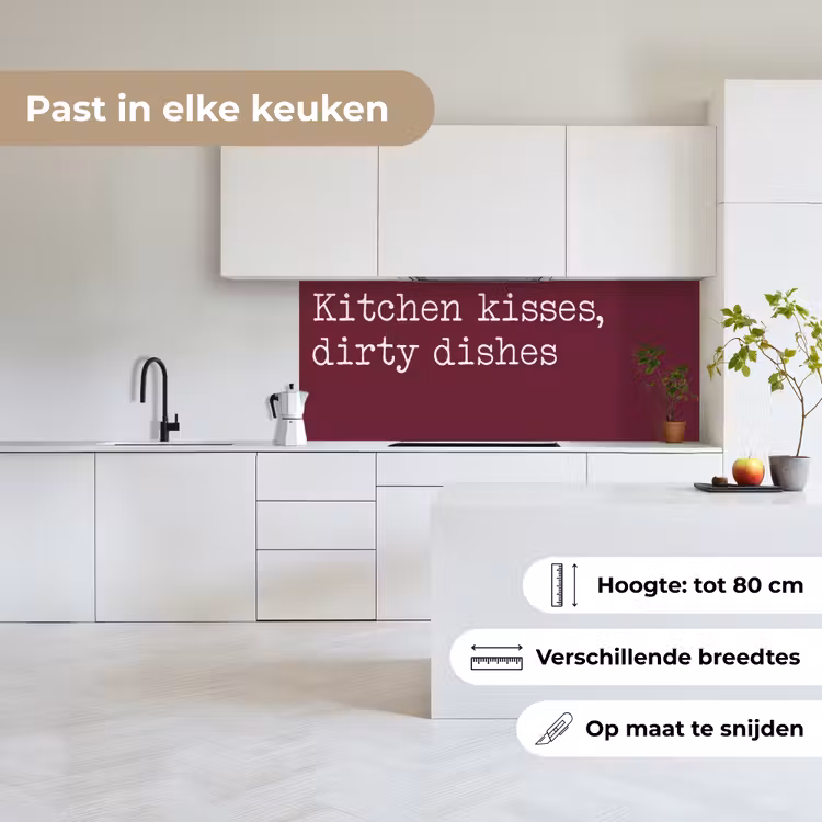 Kitchen kisses, dirty dishes keuken achterwand 2 middel -sfeer4_NL