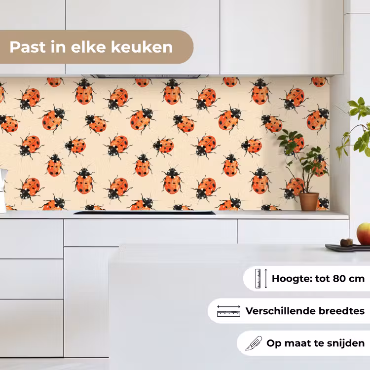 Lieveheersbeestjes - Patroon - Rood keuken achterwand 2 middel 871 -sfeer4_NL