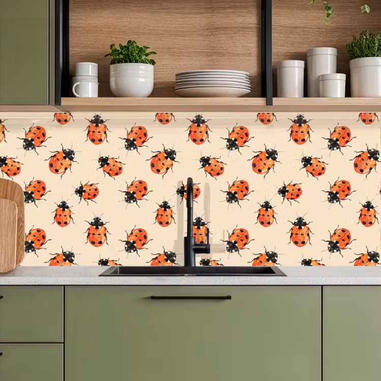 Lieveheersbeestjes - Patroon - Rood keuken achterwand 2 middel 871 -sfeer3