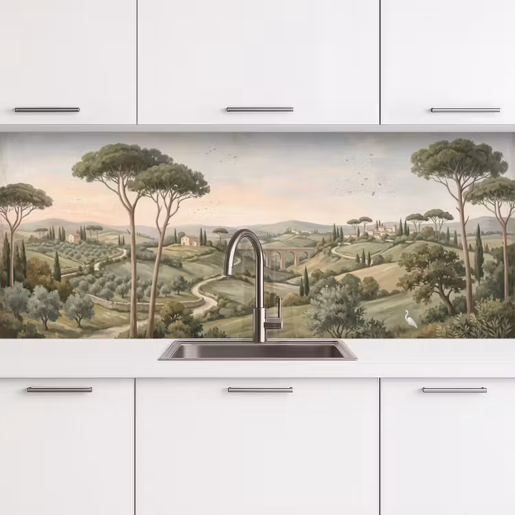 Landschap - Heuvels - Zandpad - Groen keuken achterwand 2 middel -3d
