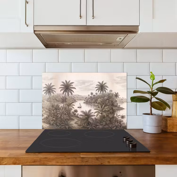 Landschap - Rivier - Boot - Tropisch - Vintage keuken achterwand spatscherm klein -sfeer2