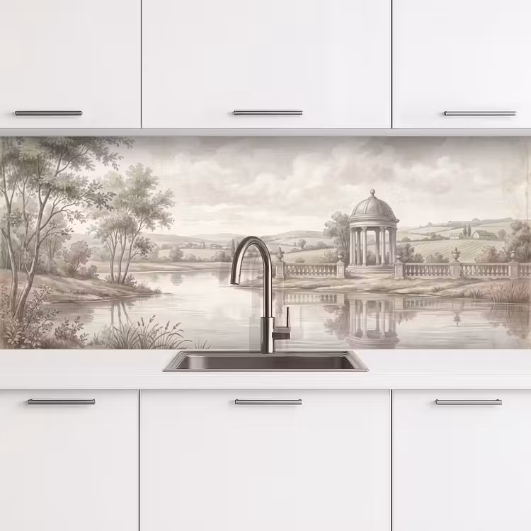 Landschap - Water - Natuur - Sepia keuken achterwand 2 middel -3d