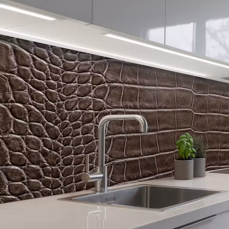 Leer - Krokodil - Mat keuken achterwand 2 middel -3d_schuin