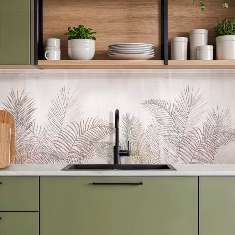 Bladeren - Beige - Botanisch - Vintage keuken achterwand 2 middel -sfeer3
