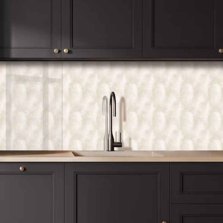 Bladeren - Beige - Wit - Botanisch - Natuur keuken achterwand 2 middel -sfeer1