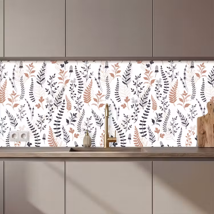 Bladeren - Bloemen - Design keuken achterwand 2 middel 871 zz_3dshopping