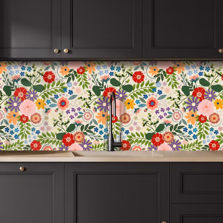 Bladeren - Bloemen - Design keuken achterwand 2 middel 871 -sfeer1