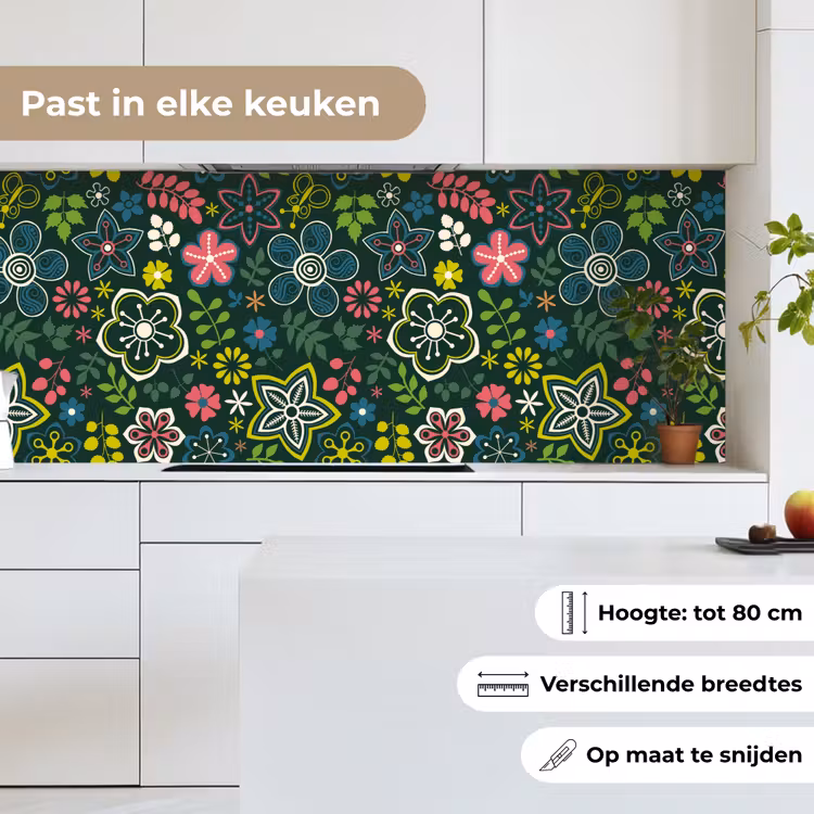 Bladeren - Patronen - Bloemen keuken achterwand 2 middel 871 -sfeer4_NL