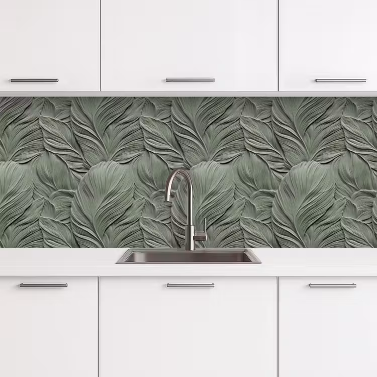 Bladeren - Textuur - Groen keuken achterwand 2 middel 871 -3d