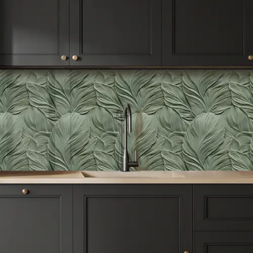 Bladeren - Textuur - Groen keuken achterwand 2 middel 871 -sfeer1