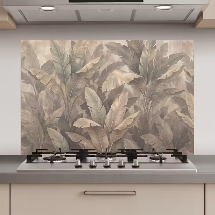 Bladeren - Tropisch - Natuur - Modern - Beige keuken achterwand spatscherm klein -3d_website