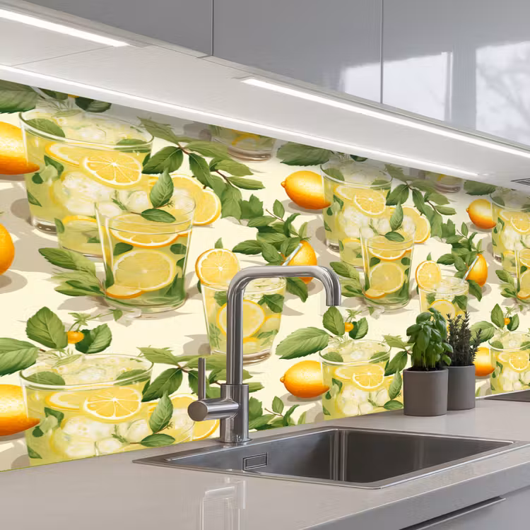 Citroen - Drankje - Glas - Munt keuken achterwand 2 middel 871 -3d_schuin