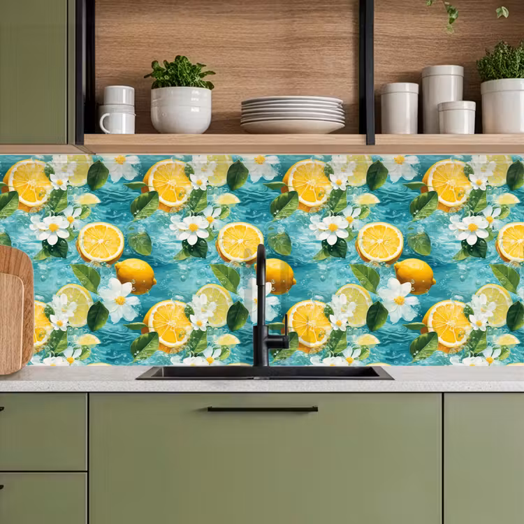 Citroen - Bloemen - Bruisend - Water keuken achterwand 2 middel 871 -sfeer3