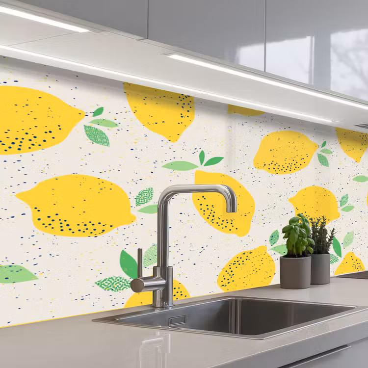Citroen - Fruit - Vintage - Design keuken achterwand 2 middel 871 -3d_schuin