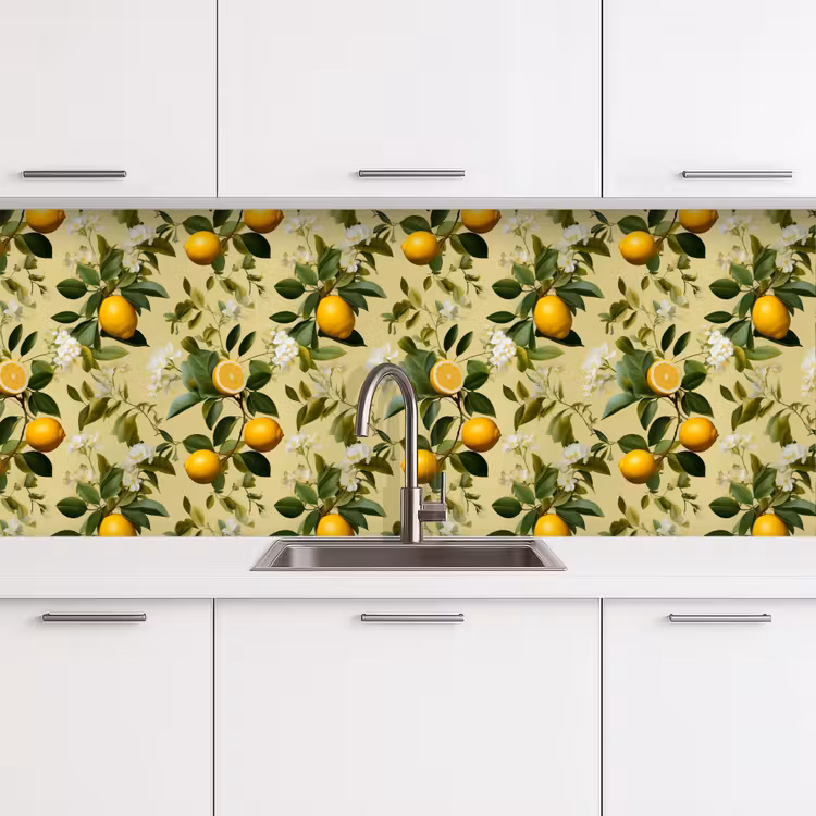 Citroen - Groen - Bloesem keuken achterwand 2 middel 871 -3d