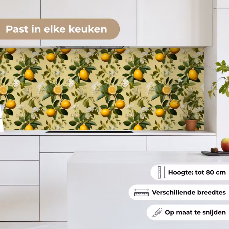 Citroen - Groen - Bloesem keuken achterwand 2 middel 871 -sfeer4_NL