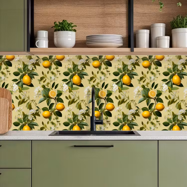 Citroen - Groen - Bloesem keuken achterwand 2 middel 871 -sfeer3