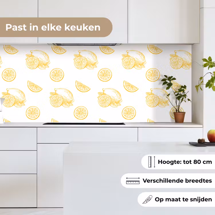 Citroen - Patroon - Geel keuken achterwand 2 middel -sfeer4_NL